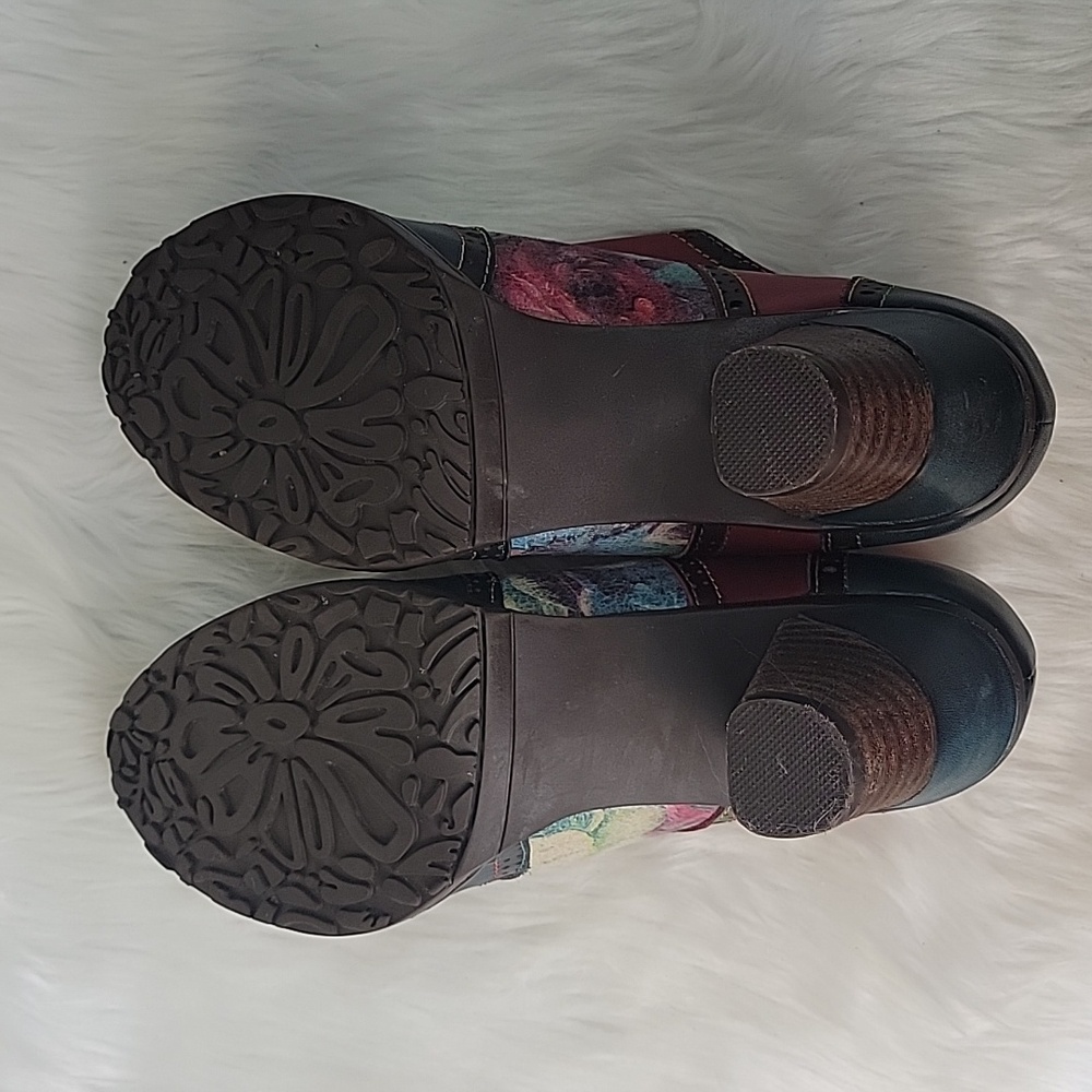 CRAZYCATZ Victorian Boho Floral Hand Painted Oxford Chunky‎ Bootie Block Heels 8 - Picture 9 of 13